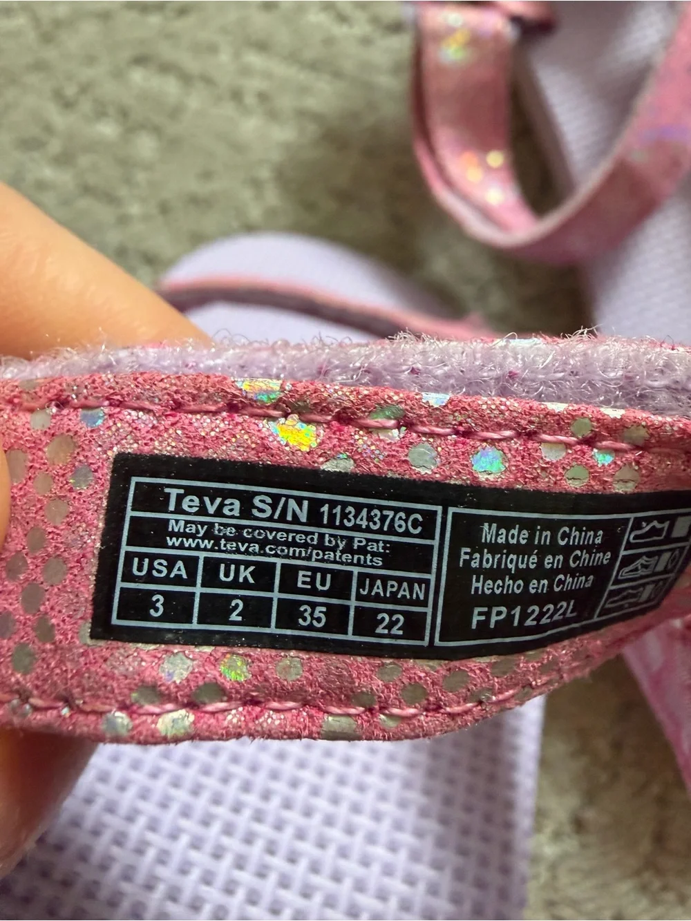 Girls Teva  Pink Sparkle sandals size 3 youth